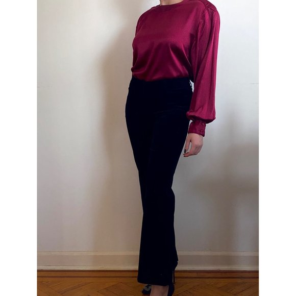 Theory - Black Velvet Low Rise Wide Leg Trousers (XS-S) - Picture 7 of 8